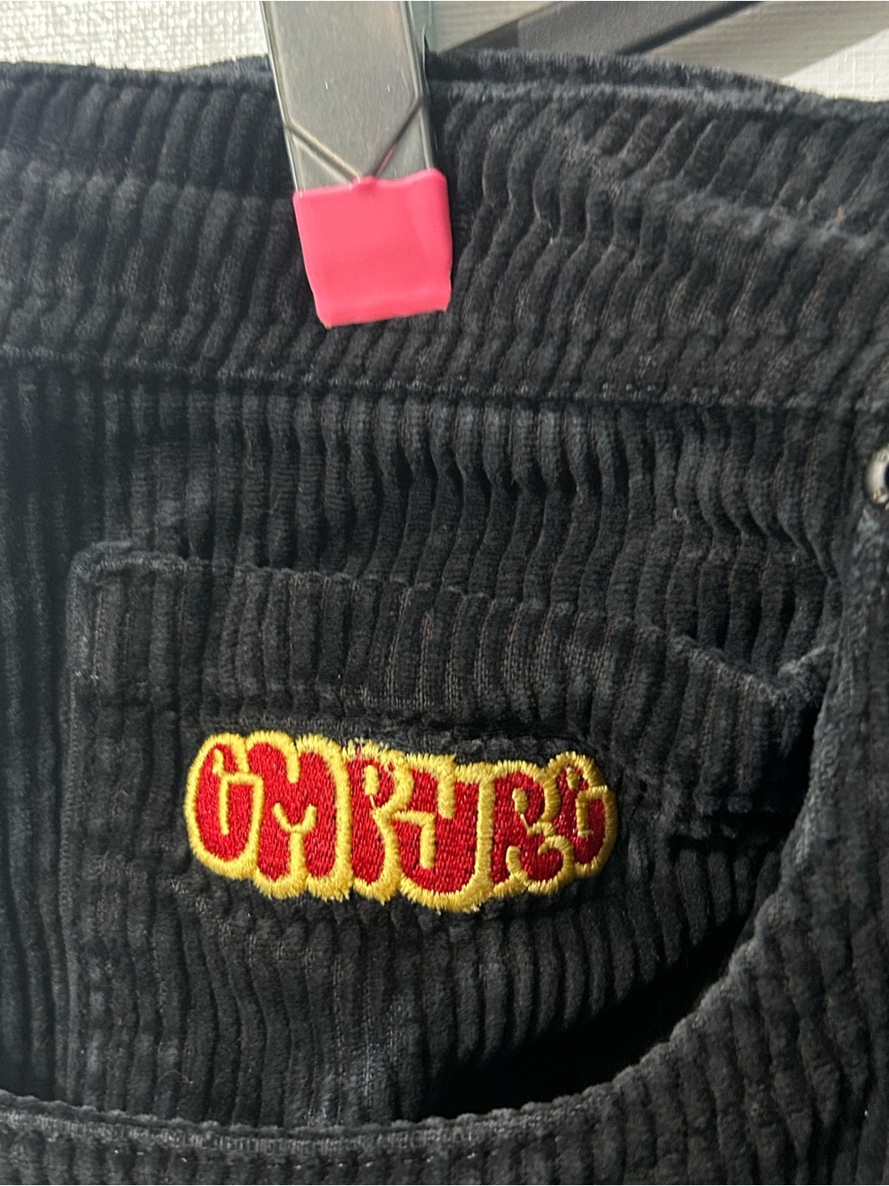 Empyre Black Corduroy Men's Pants with Subtle Logo Patch - Picture 2 of 6